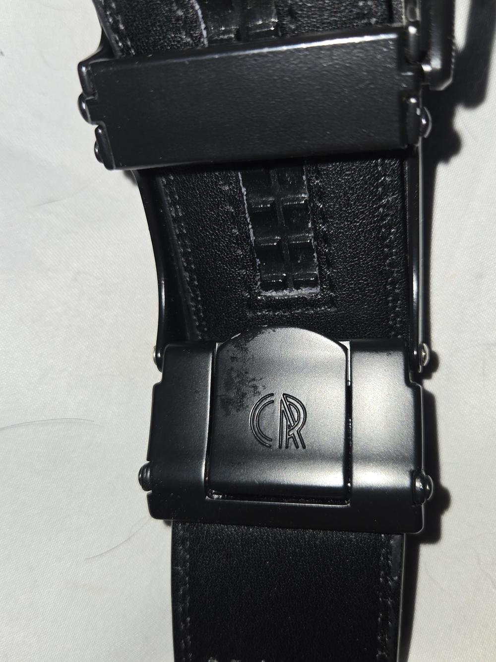 CR7 Cristiano Ronaldo Black Ratchet Belt Adjustable Track Belt Modern Buckle 42" - Picture 3 of 5